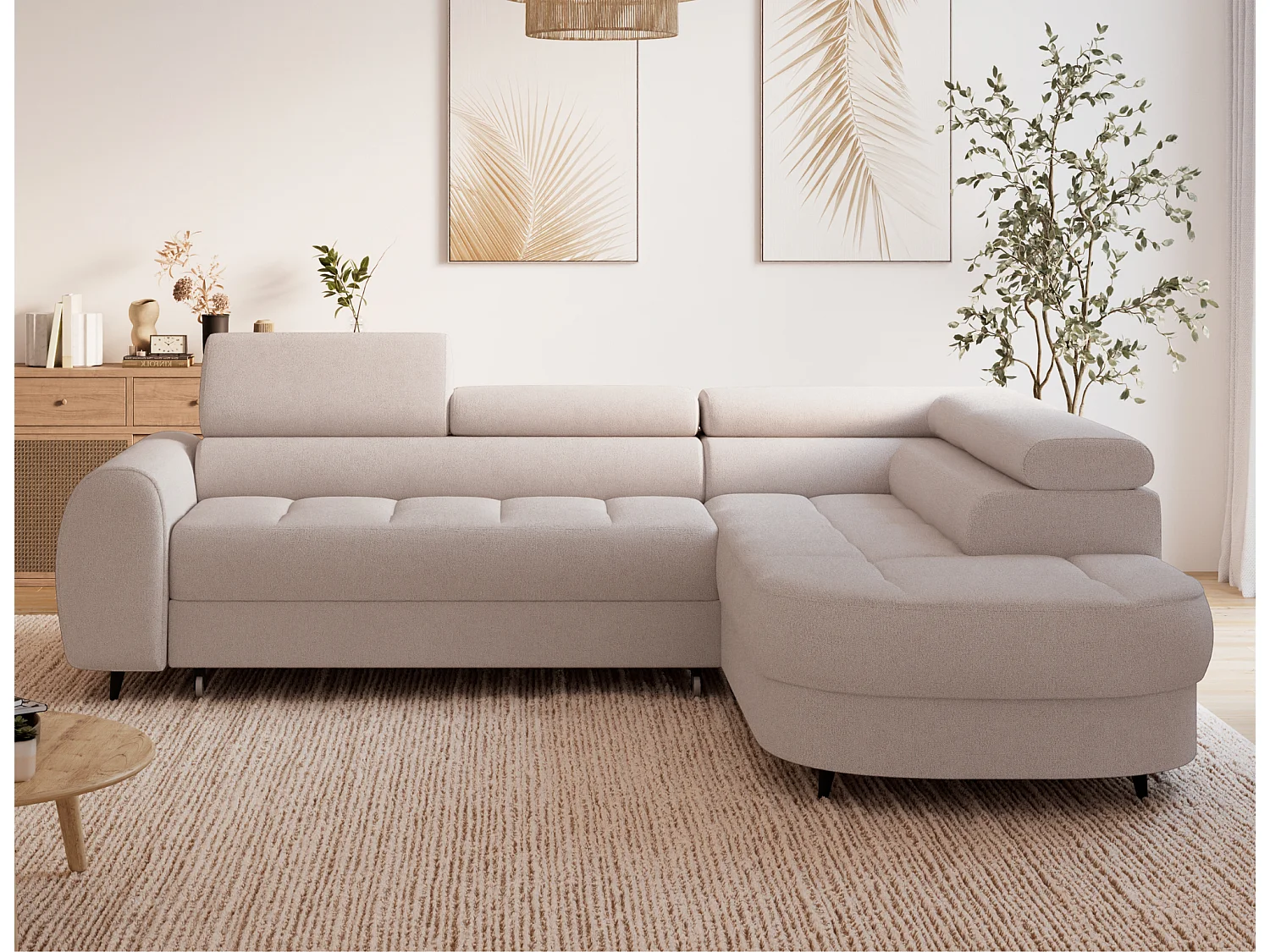 Ecksofa Vesteria mit Schlaffunktion und Bettkasten – Modernes Design, verstellbare Kopfstützen und hoher Sitzkomfort