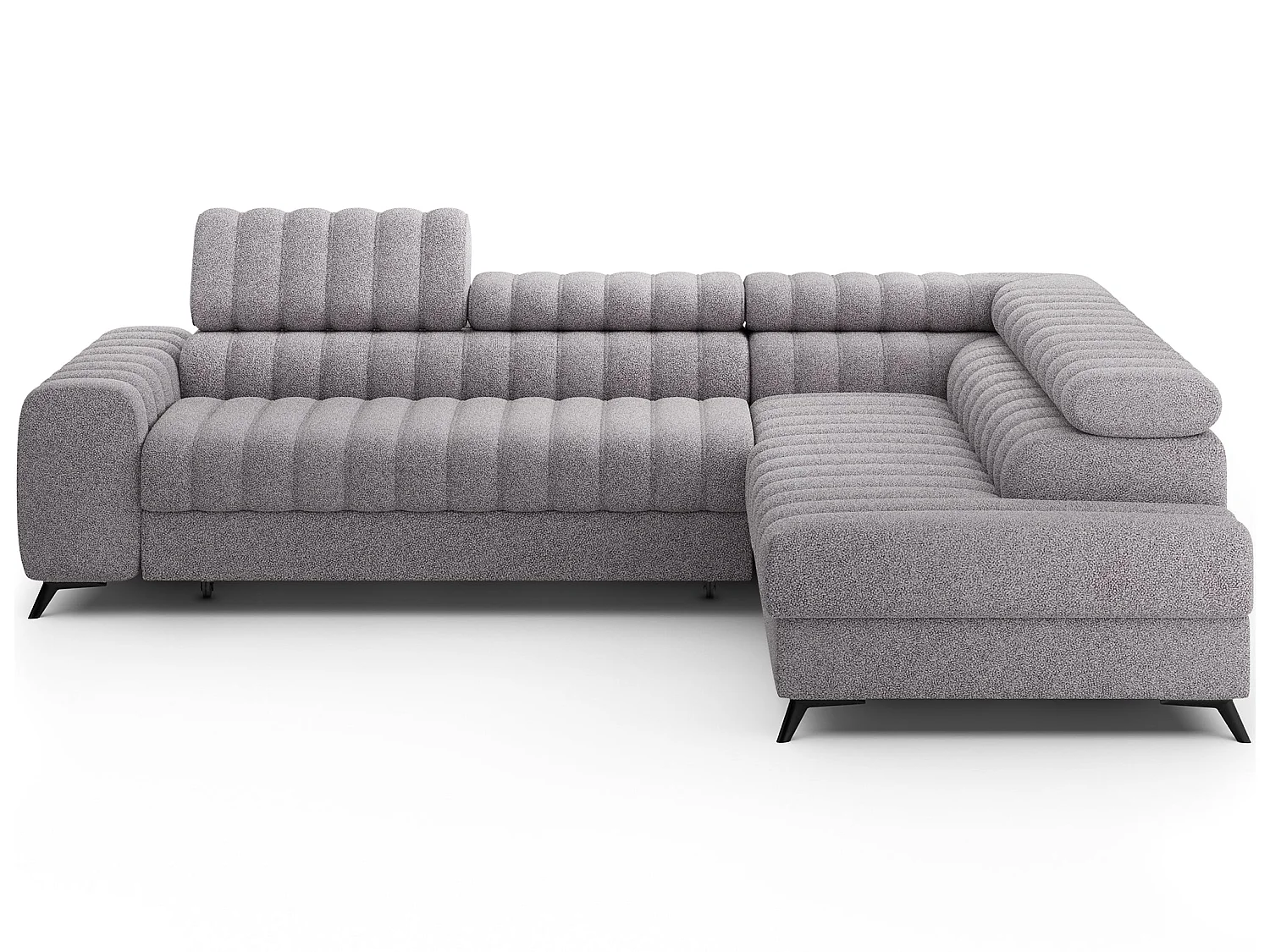 Kanedo Slaapbank met Opbergruimte en Verstelbare Hoofdsteunen - Modern Design, Metalen Poten, Grijs Stof en Velours