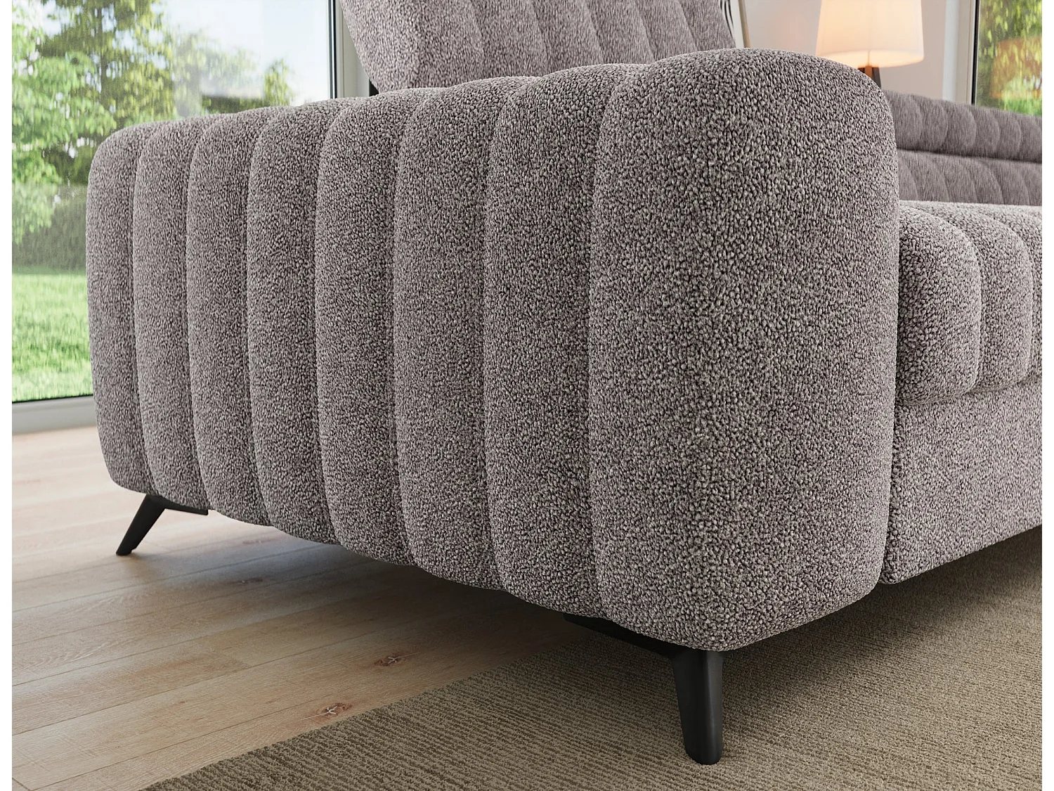 Kanedo Slaapbank met Opbergruimte en Verstelbare Hoofdsteunen - Modern Design, Metalen Poten, Grijs Stof en Velours