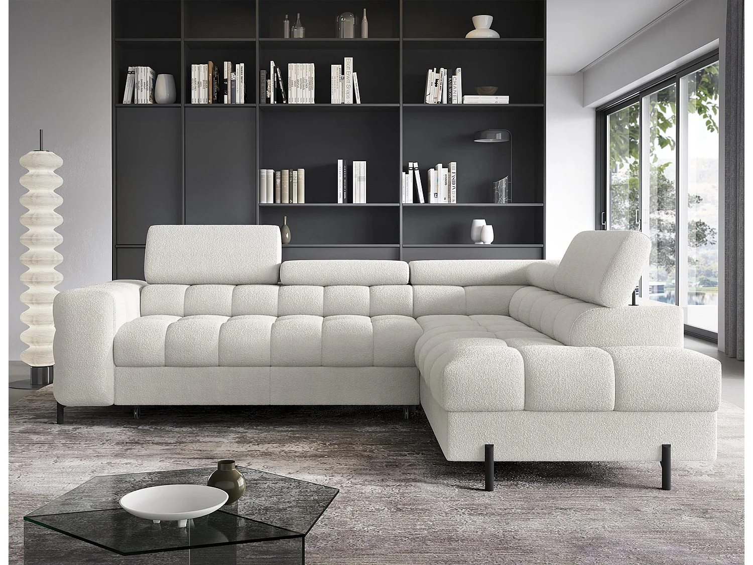 Wohnlandschaft FERUCCE Ecksofa L-Form – Polsterecke mit Schlaffunktion, Bettkasten & verstellbaren Kopfstützen 276 cm
