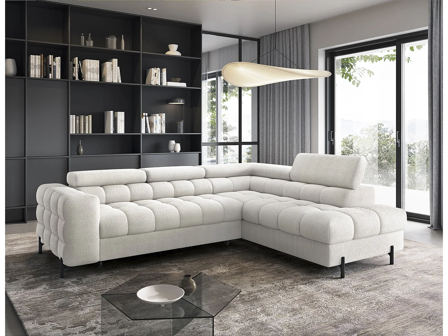 Wohnlandschaft FERUCCE Ecksofa L-Form – Polsterecke mit Schlaffunktion, Bettkasten & verstellbaren Kopfstützen 276 cm