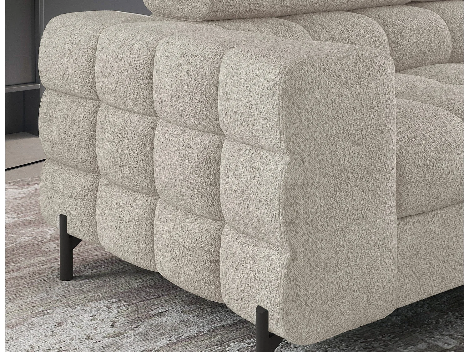 FERUCCE L-vormige slaapbank met verstelbare hoofdsteunen en opbergruimte - Modern design, hoog comfort, 276 cm