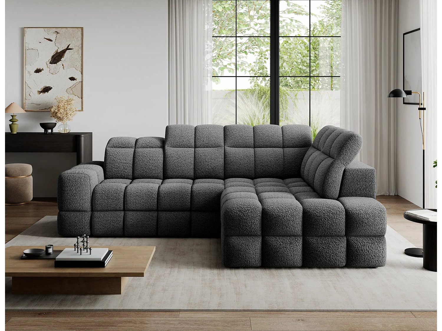 Ecksofa Bronon mit Schlaffunktion und Bettkasten – Modernes Design, verstellbare Kopfstützen und verschiebbare Rückenlehnen