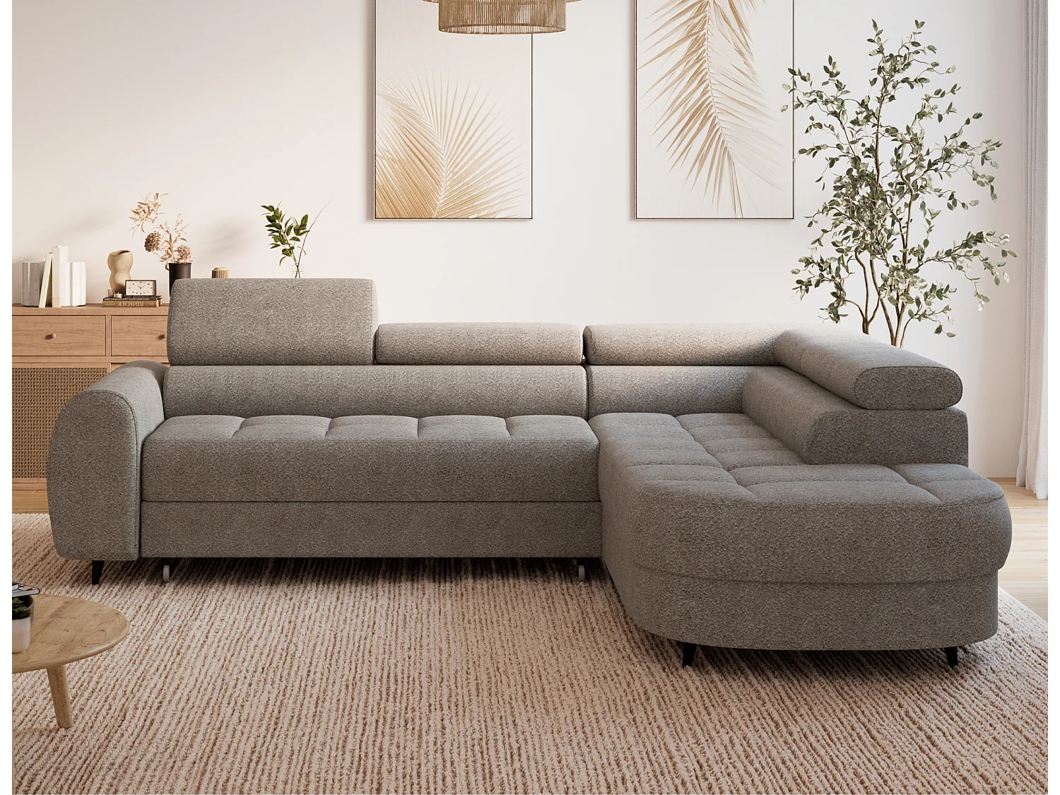 Ecksofa Vesteria mit Schlaffunktion und Bettkasten – Modernes Design, verstellbare Kopfstützen und hoher Sitzkomfort