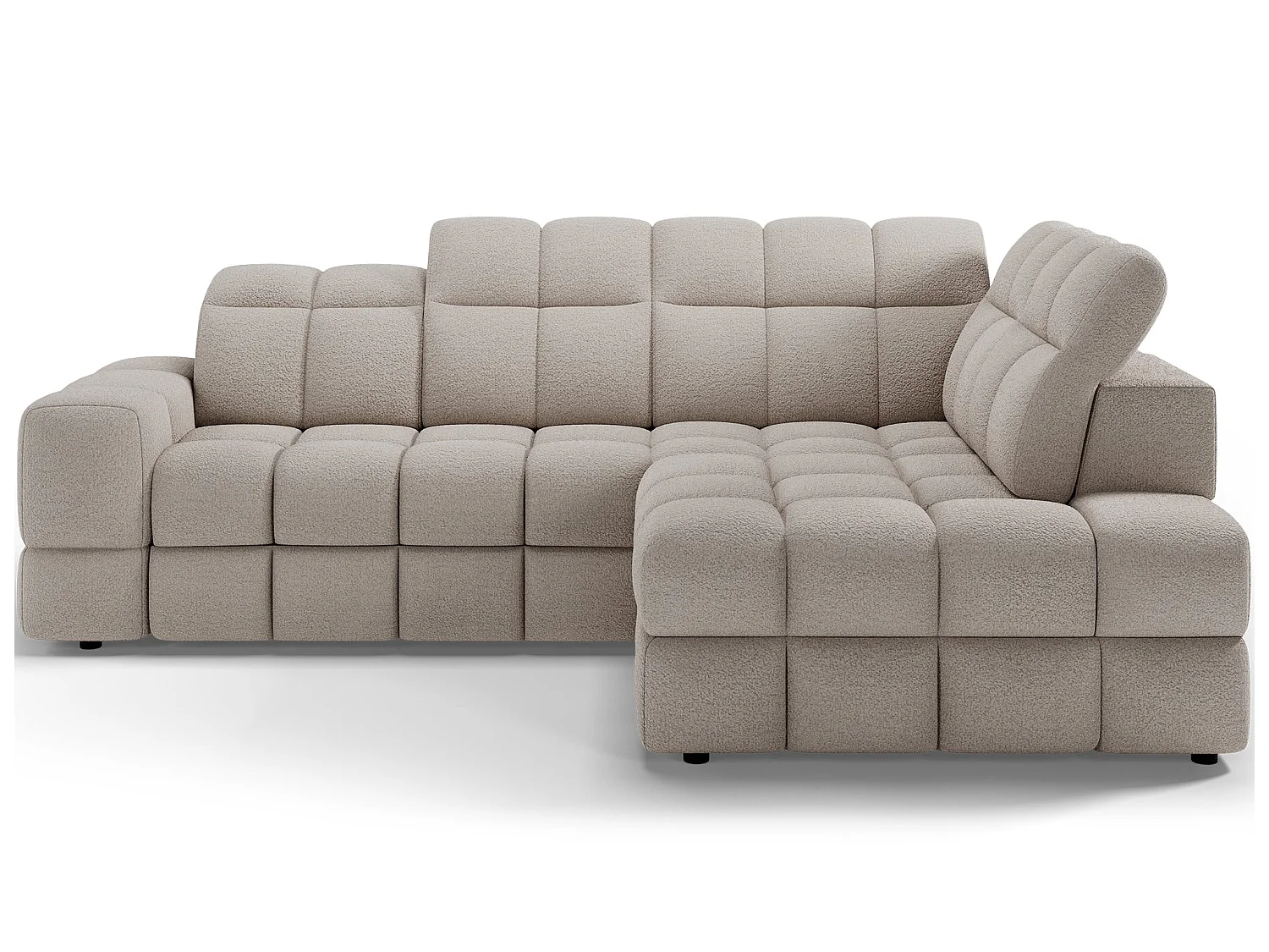 Ecksofa Bronon mit Schlaffunktion und Bettkasten – Modernes Design, verstellbare Kopfstützen und verschiebbare Rückenlehnen
