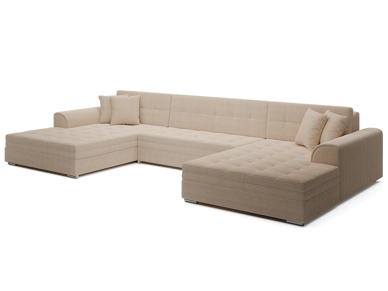 Canapé d'angle VENTO en forme de U avec fonction lit et oreillers 359 cm - Design moderne & grand confort