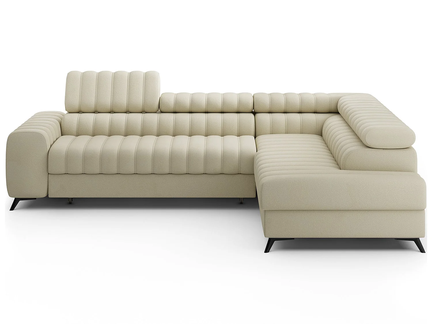 Kanedo Slaapbank met Opbergruimte en Verstelbare Hoofdsteunen - Modern Design, Metalen Poten, Beige Stof en Velours