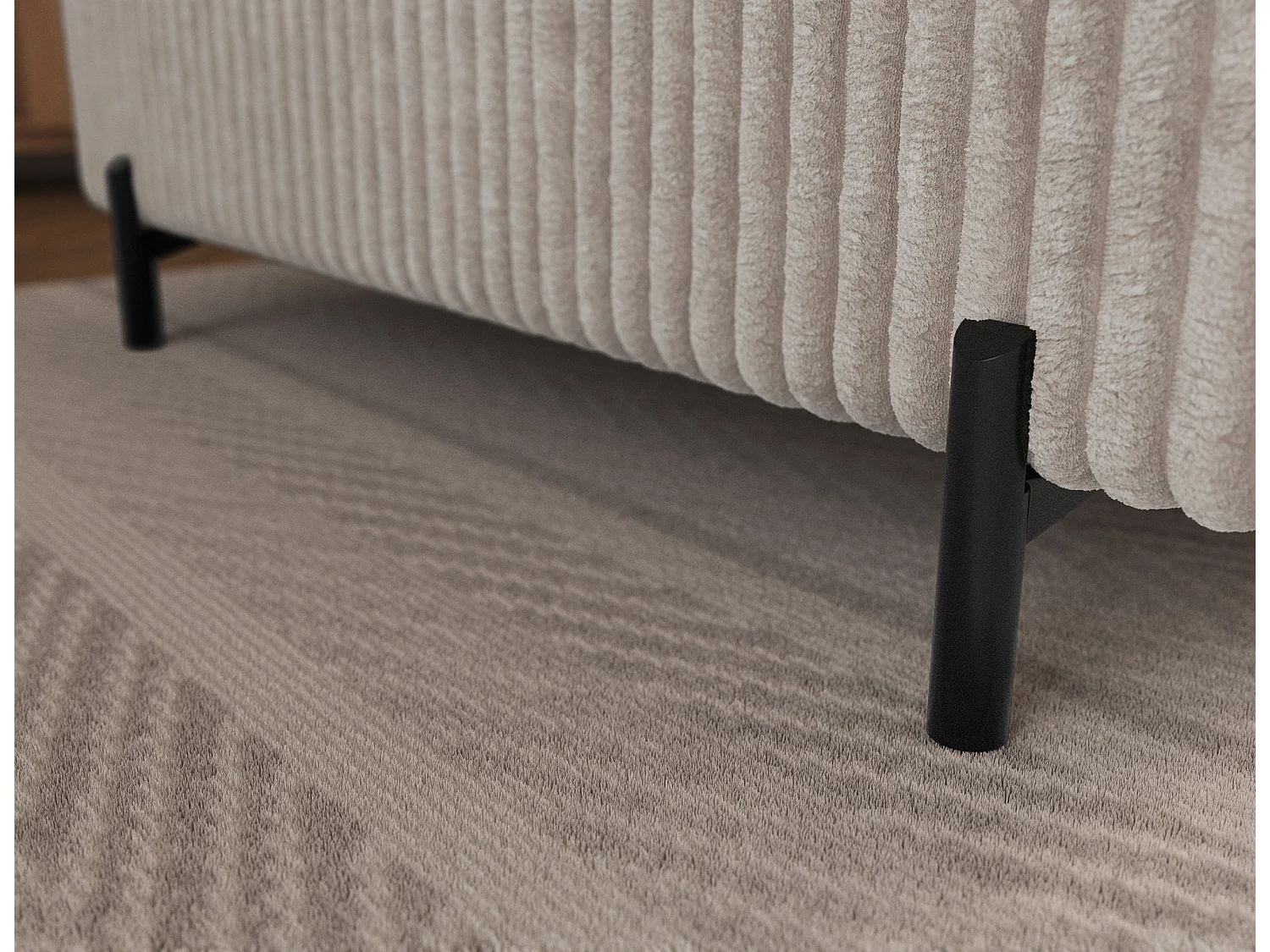 Ecksofa COLESIO L-Form, Schlaffunktion, Bettkasten, verstellbare Kopfstützen, Wellenfederung, Metallfüße, breiter Cordstoff