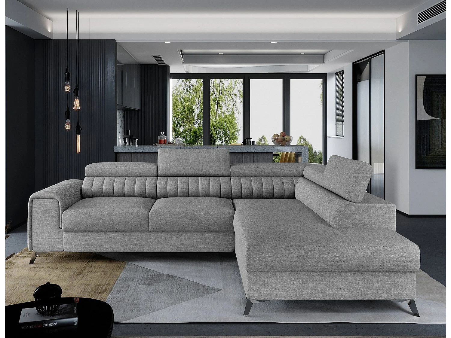 Divano Letto a L Laurence con Contenitore e Poggiatesta Regolabili - Design Moderno, 278 x 205 cm