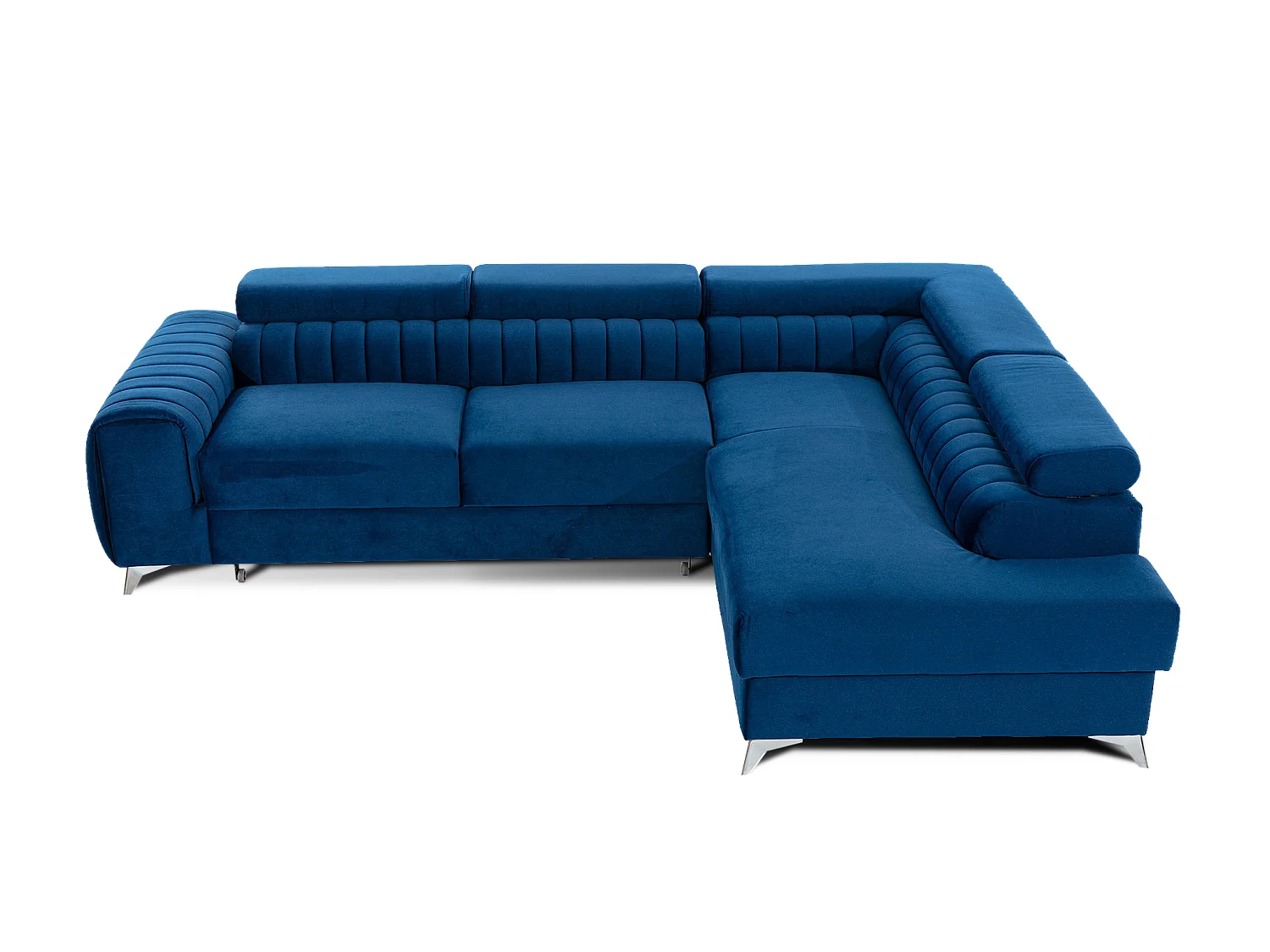 Canapé-Lit en Forme de L Moderne Bleu avec Appuie-Têtes Réglables & Rangement - Laurence 278 x 205 cm