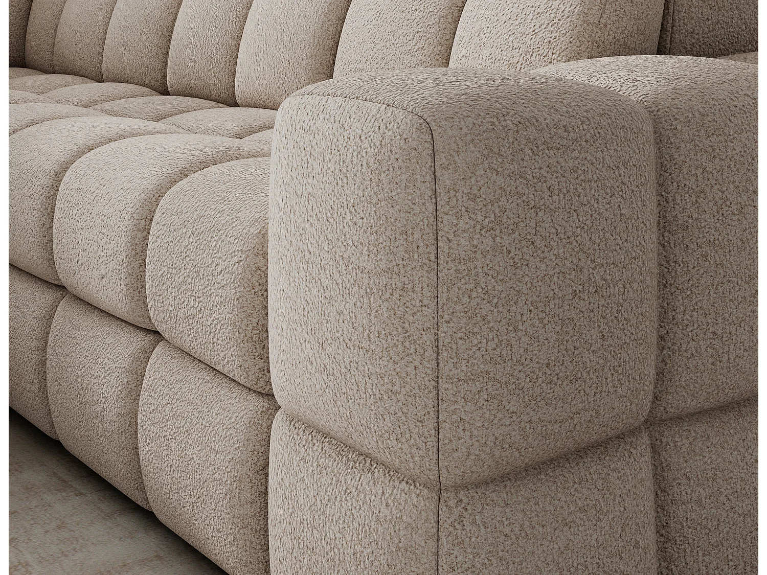 Canapé d'angle 3 places convertible avec rangement en tissu beige