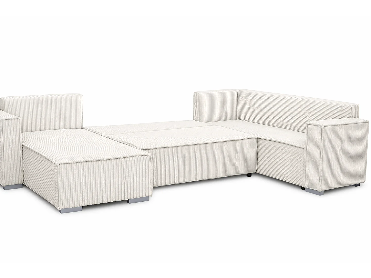 WOHNLANDSCHAFT STYLO U-Form mit Schlaffunktion Bettkasten Cordstoff Poso Beige