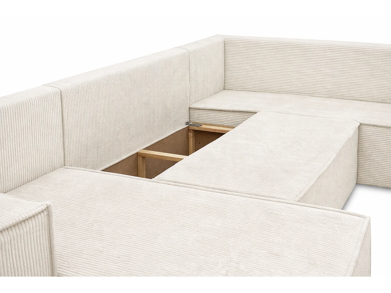 WOHNLANDSCHAFT STYLO U-Form mit Schlaffunktion Bettkasten Cordstoff Poso Beige