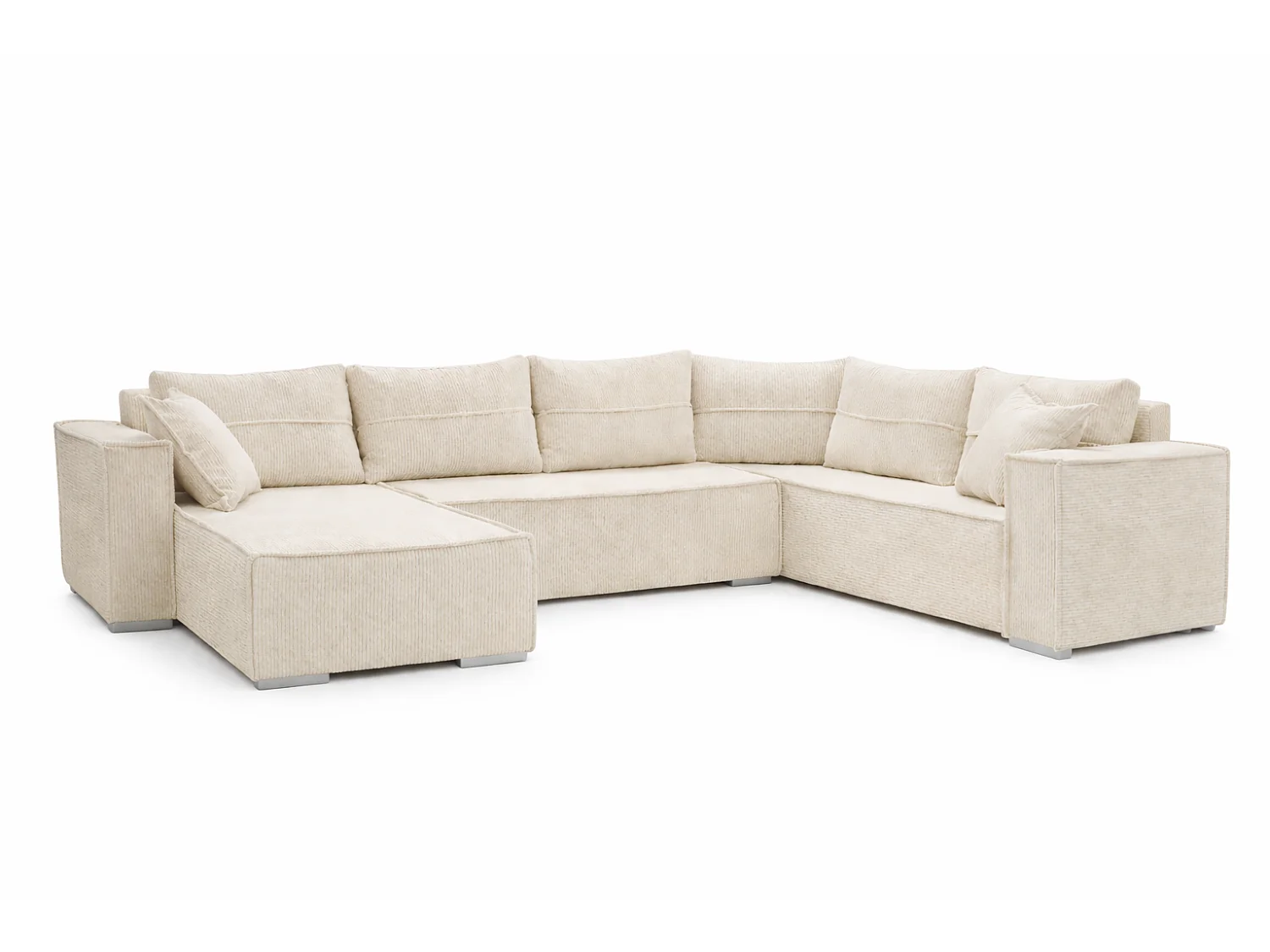 WOHNLANDSCHAFT STYLO U-Form mit Schlaffunktion Bettkasten Cordstoff Poso Beige