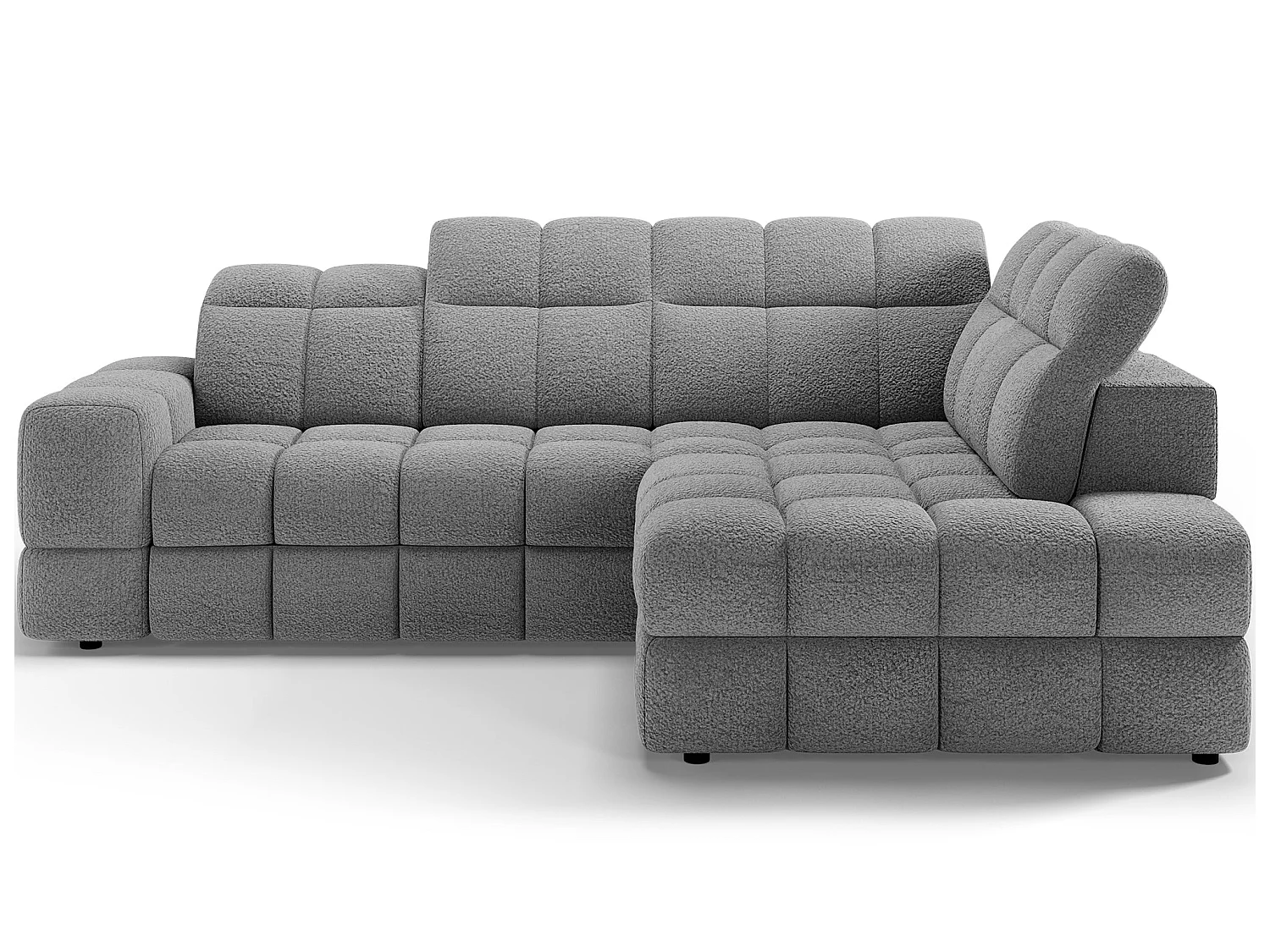 Ecksofa Bronon mit Schlaffunktion und Bettkasten – Modernes Design, verstellbare Kopfstützen und verschiebbare Rückenlehnen