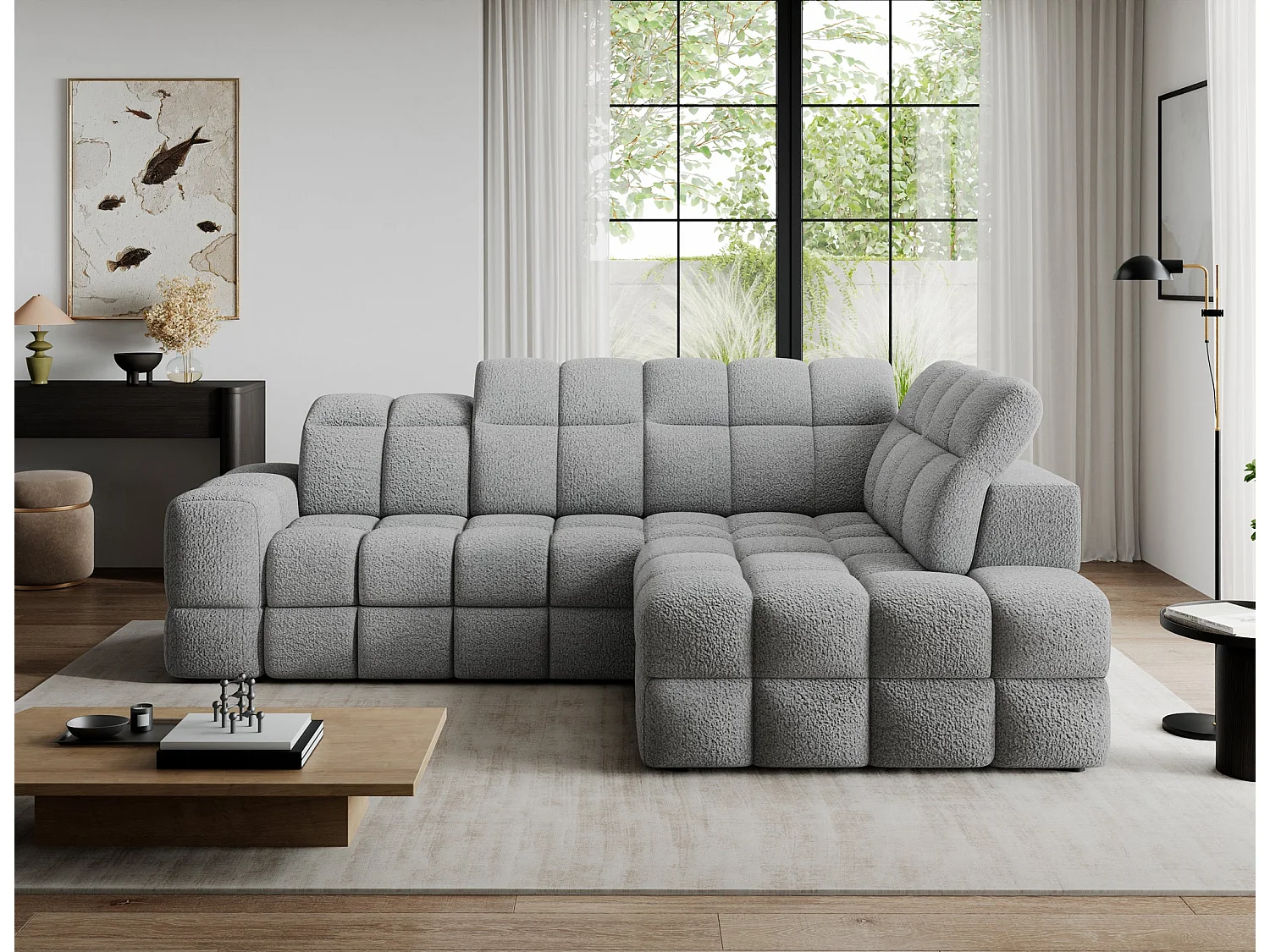 Ecksofa Bronon mit Schlaffunktion und Bettkasten – Modernes Design, verstellbare Kopfstützen und verschiebbare Rückenlehnen