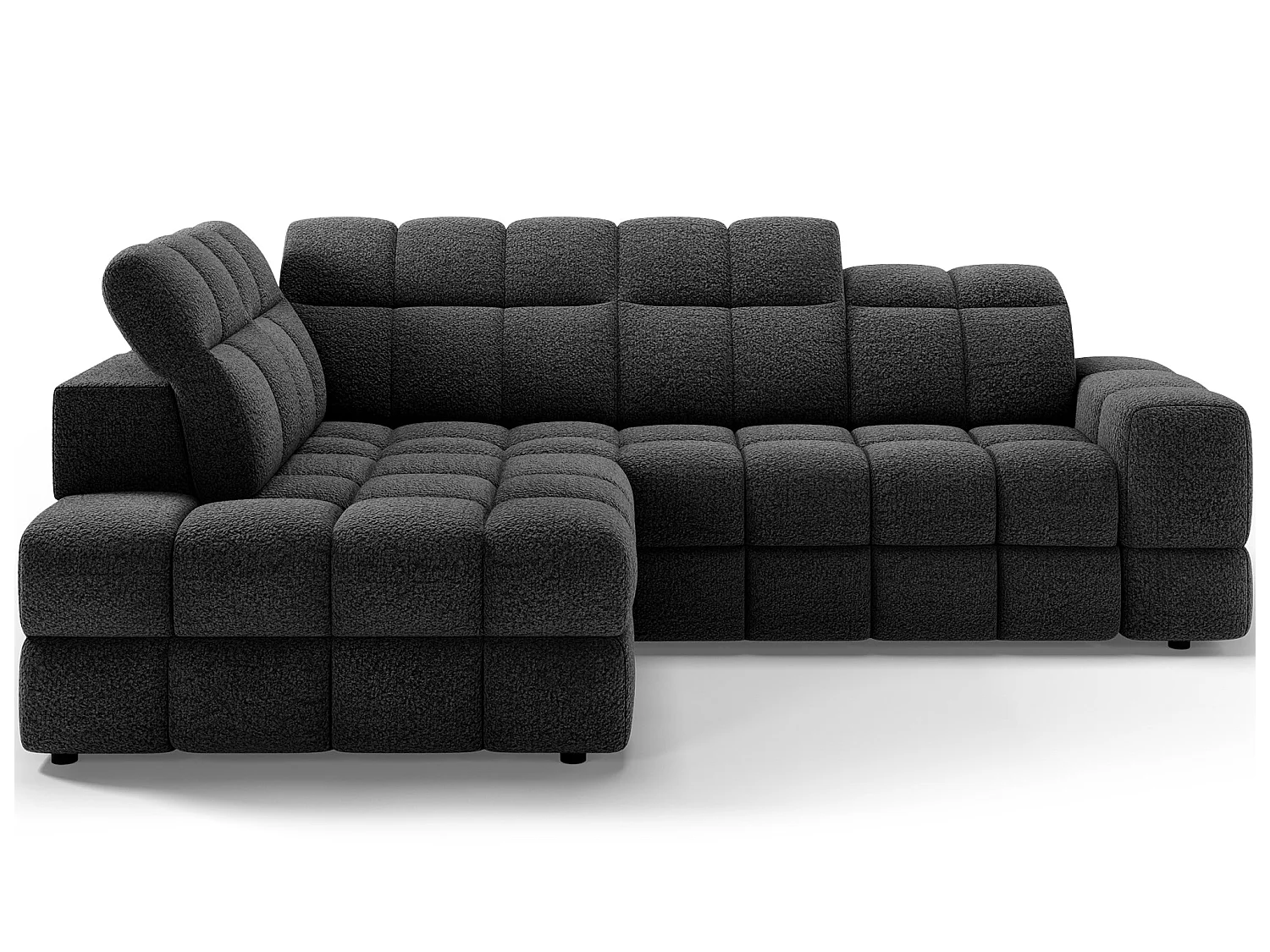 Ecksofa Bronon mit Schlaffunktion und Bettkasten – Modernes Design, verstellbare Kopfstützen und verschiebbare Rückenlehnen