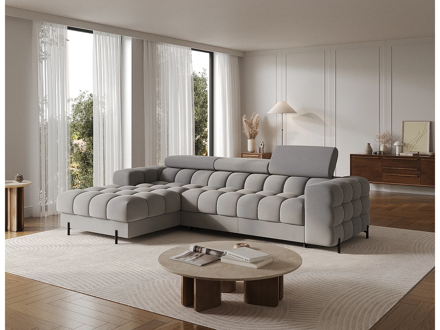 Ecksofa FELRO mit Schlaffunktion, Bettkasten & verstellbaren Kopfstützen – Modernes Premium-Ecksofa in L-Form