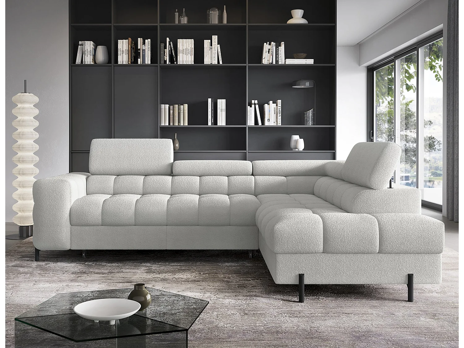 Wohnlandschaft FERUCCE Ecksofa L-Form – Polsterecke mit Schlaffunktion, Bettkasten & verstellbaren Kopfstützen 276 cm