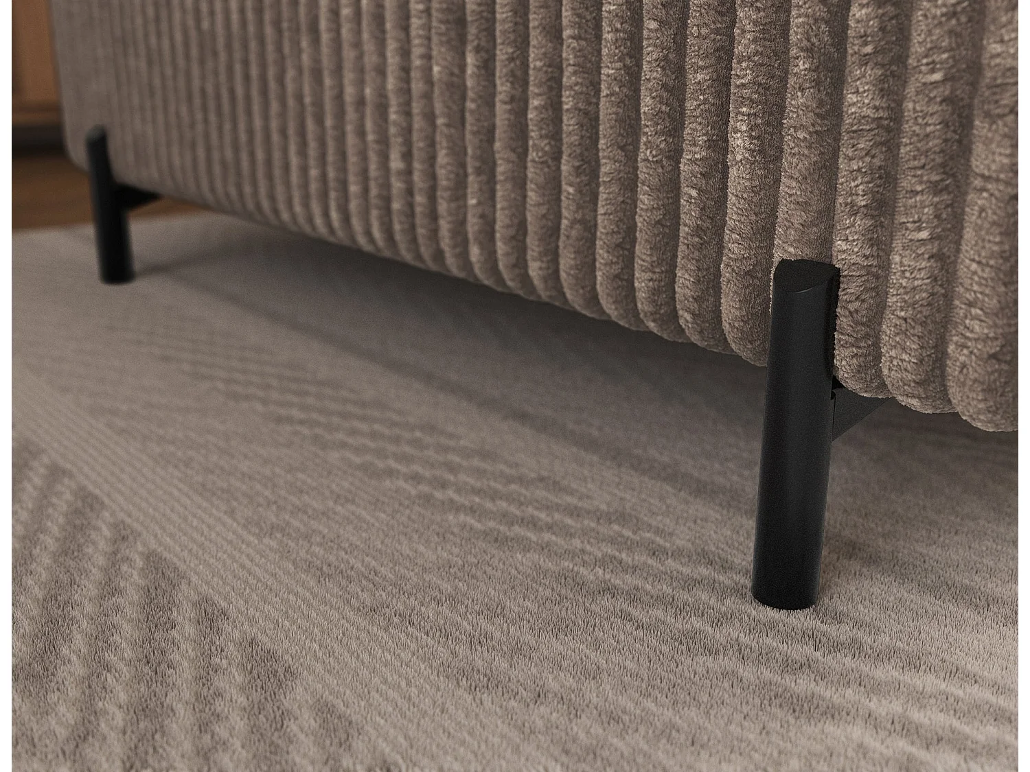 Ecksofa COLESIO L-Form, Schlaffunktion, Bettkasten, verstellbare Kopfstützen, Wellenfederung, Metallfüße, breiter Cordstoff