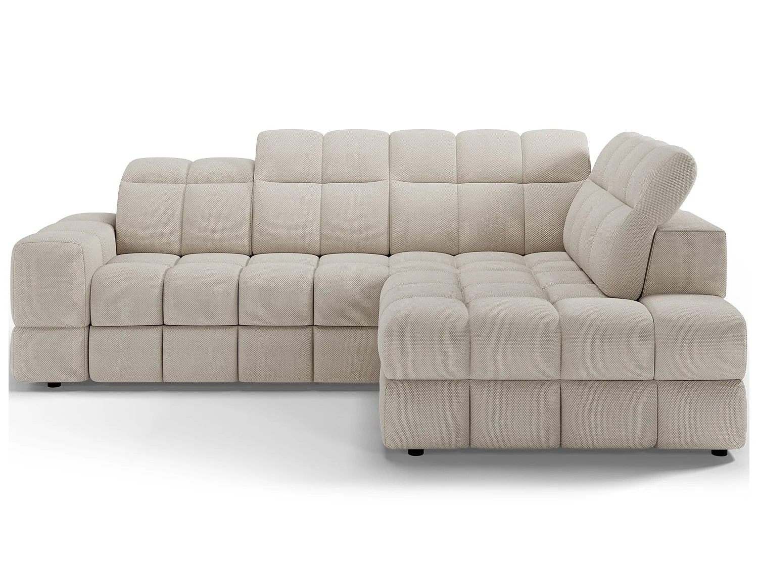 Ecksofa Bronon mit Schlaffunktion und Bettkasten – Modernes Design, verstellbare Kopfstützen und verschiebbare Rückenlehnen