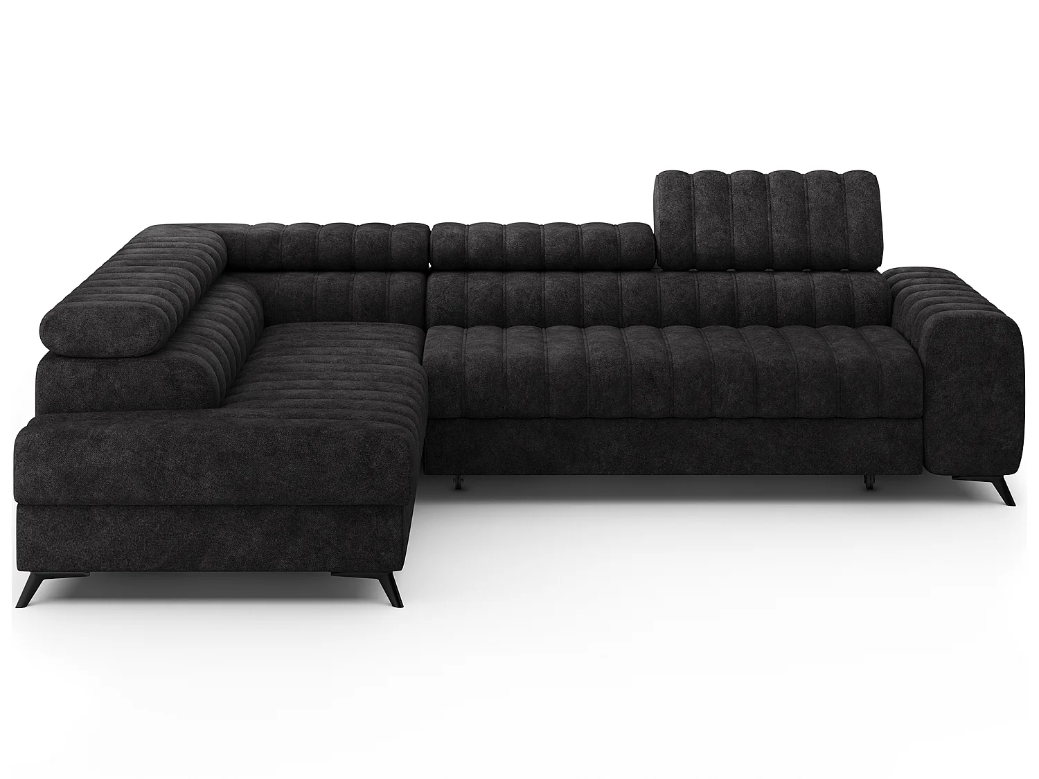 Kanedo Ecksofa mit Schlaffunktion und Bettkasten – Modernes Designsofa, verstellbare Kopfstützen, Metallfüße