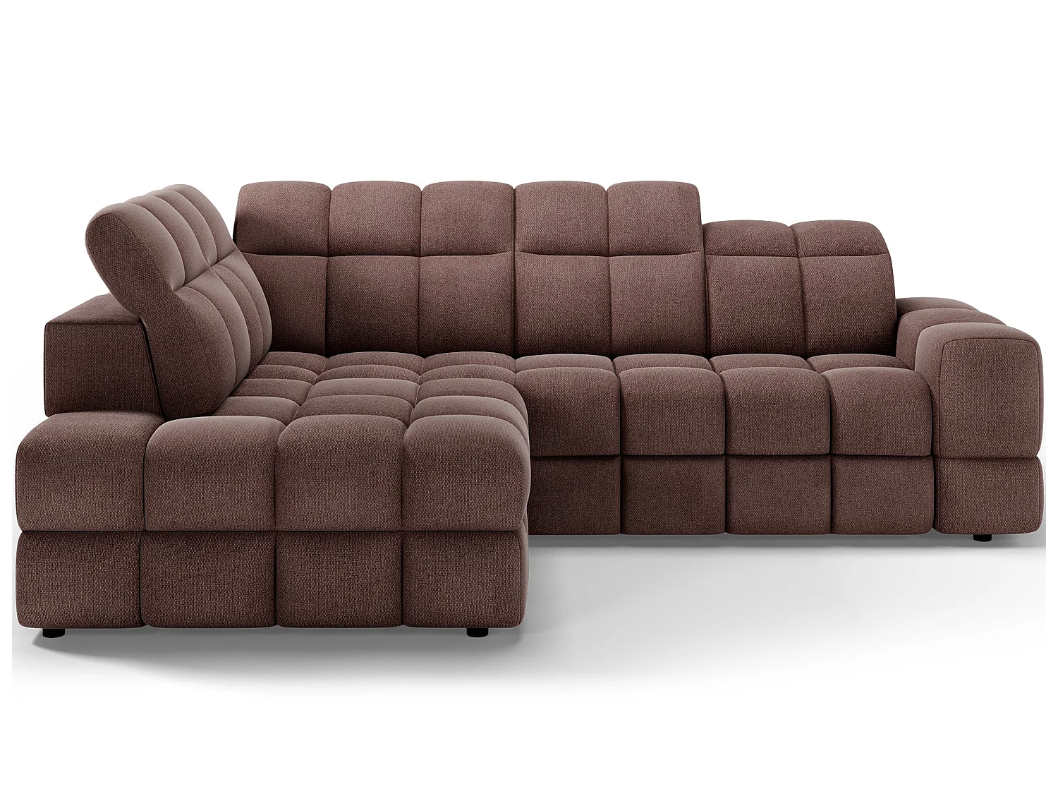Ecksofa Bronon mit Schlaffunktion und Bettkasten – Modernes Design, verstellbare Kopfstützen und verschiebbare Rückenlehnen