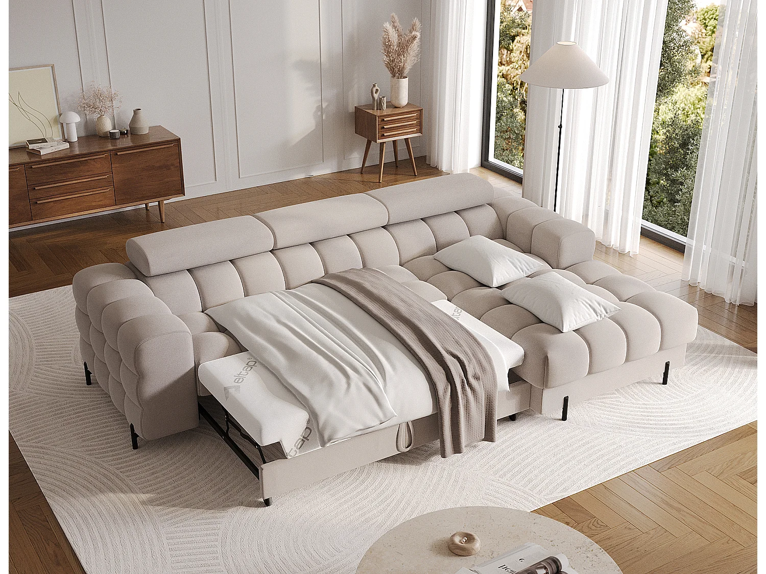 Ecksofa FELRO mit Schlaffunktion, Bettkasten & verstellbaren Kopfstützen – Modernes Premium-Ecksofa in L-Form