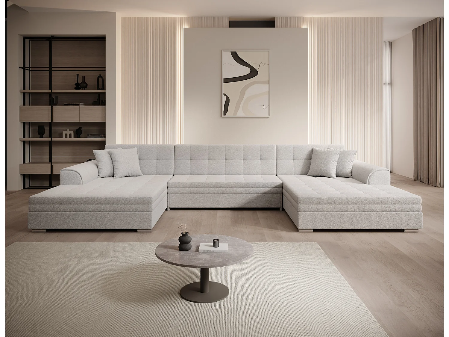 Wohnlandschaft VENTO U-Form – Großzügiges Ecksofa mit Schlaffunktion & Kissen 359 cm