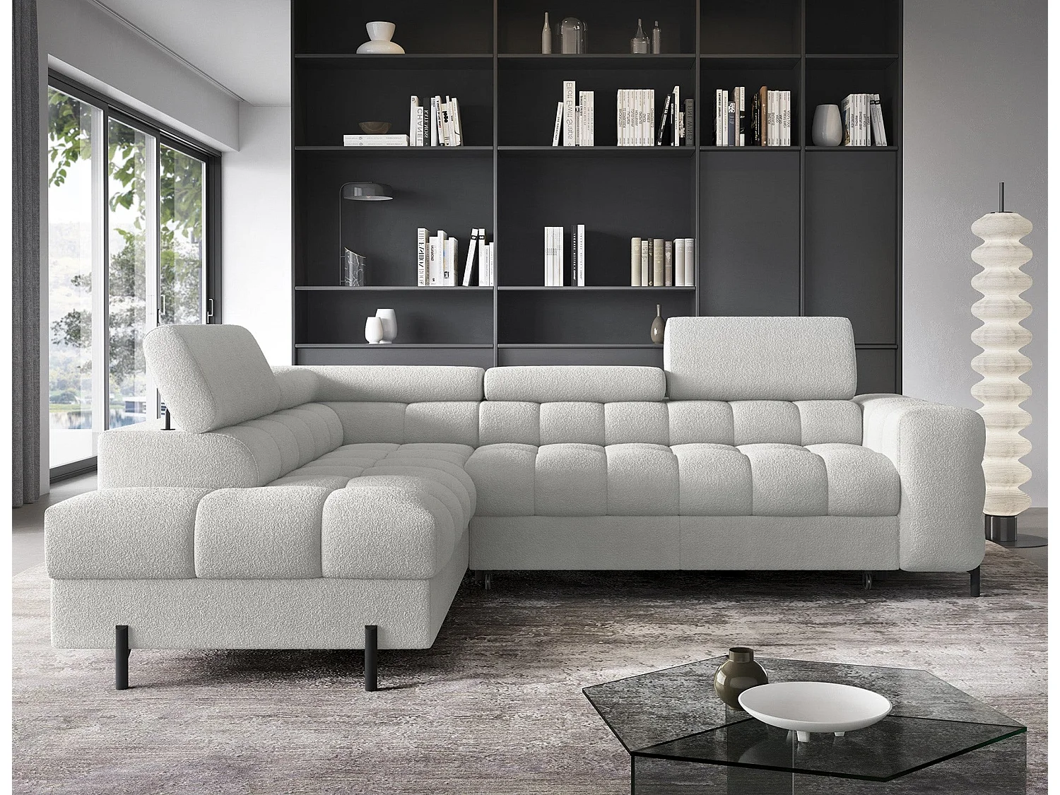 Wohnlandschaft FERUCCE Ecksofa L-Form – Polsterecke mit Schlaffunktion, Bettkasten & verstellbaren Kopfstützen 276 cm