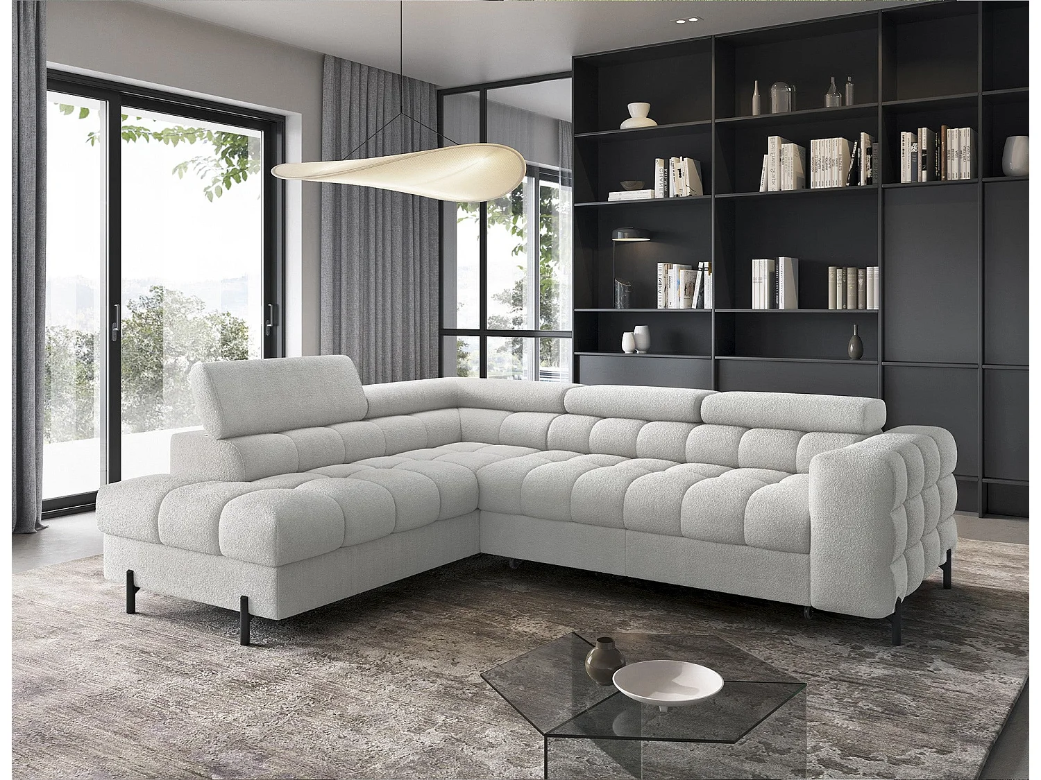 Wohnlandschaft FERUCCE Ecksofa L-Form – Polsterecke mit Schlaffunktion, Bettkasten & verstellbaren Kopfstützen 276 cm