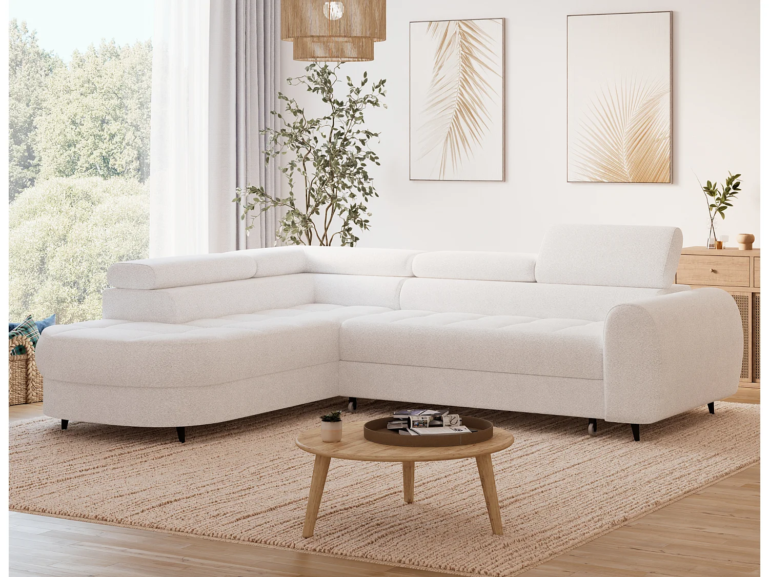 Ecksofa Vesteria mit Schlaffunktion und Bettkasten – Modernes Design, verstellbare Kopfstützen und hoher Sitzkomfort