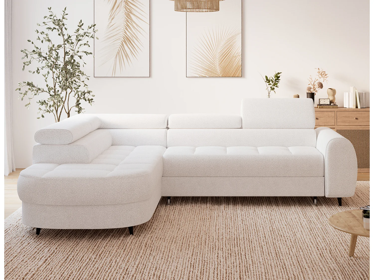 Ecksofa Vesteria mit Schlaffunktion und Bettkasten – Modernes Design, verstellbare Kopfstützen und hoher Sitzkomfort