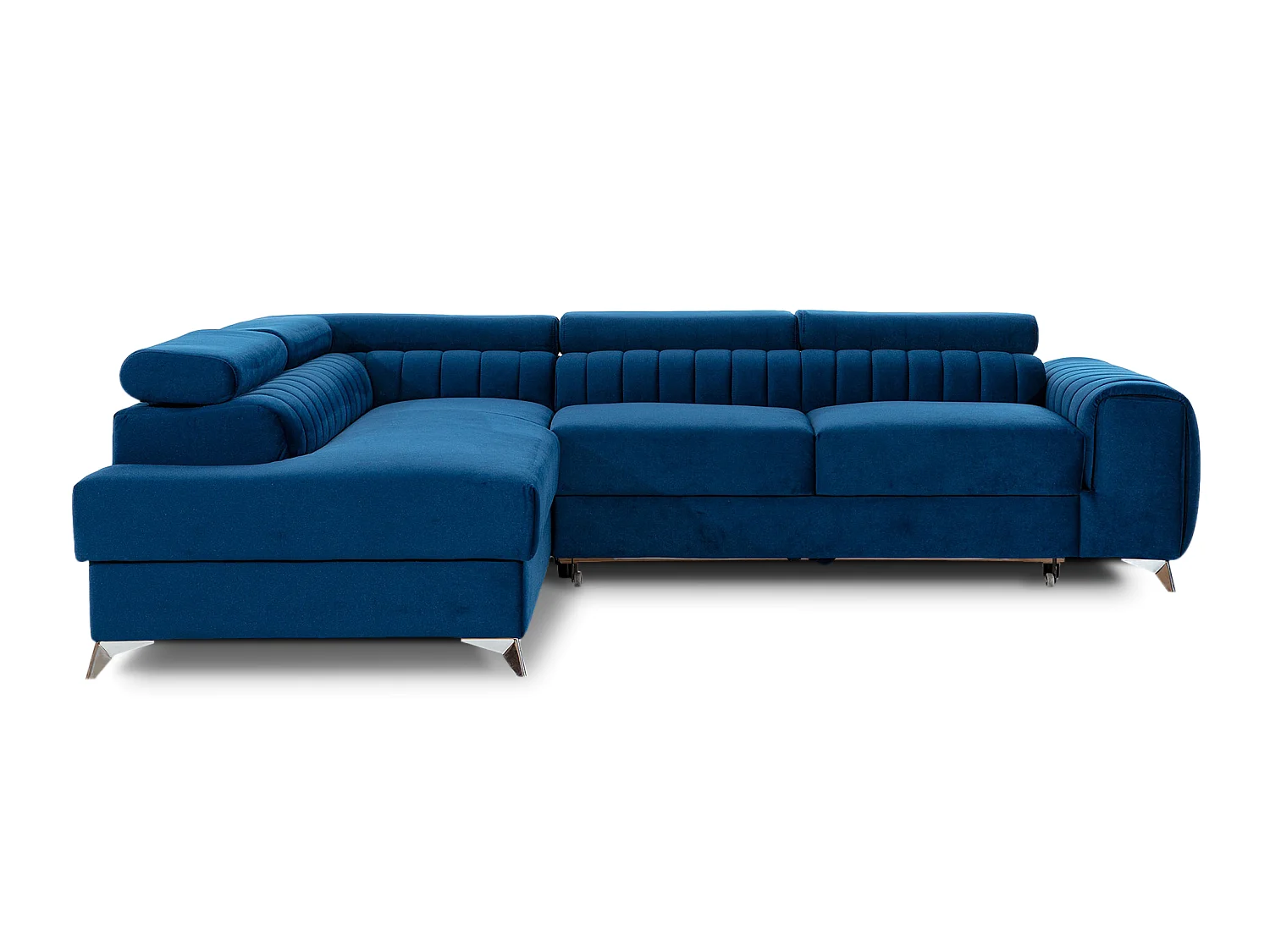 Canapé-Lit Moderne en Forme de L Bleu avec Appuie-Têtes Réglables et Rangement - 278 x 205 cm