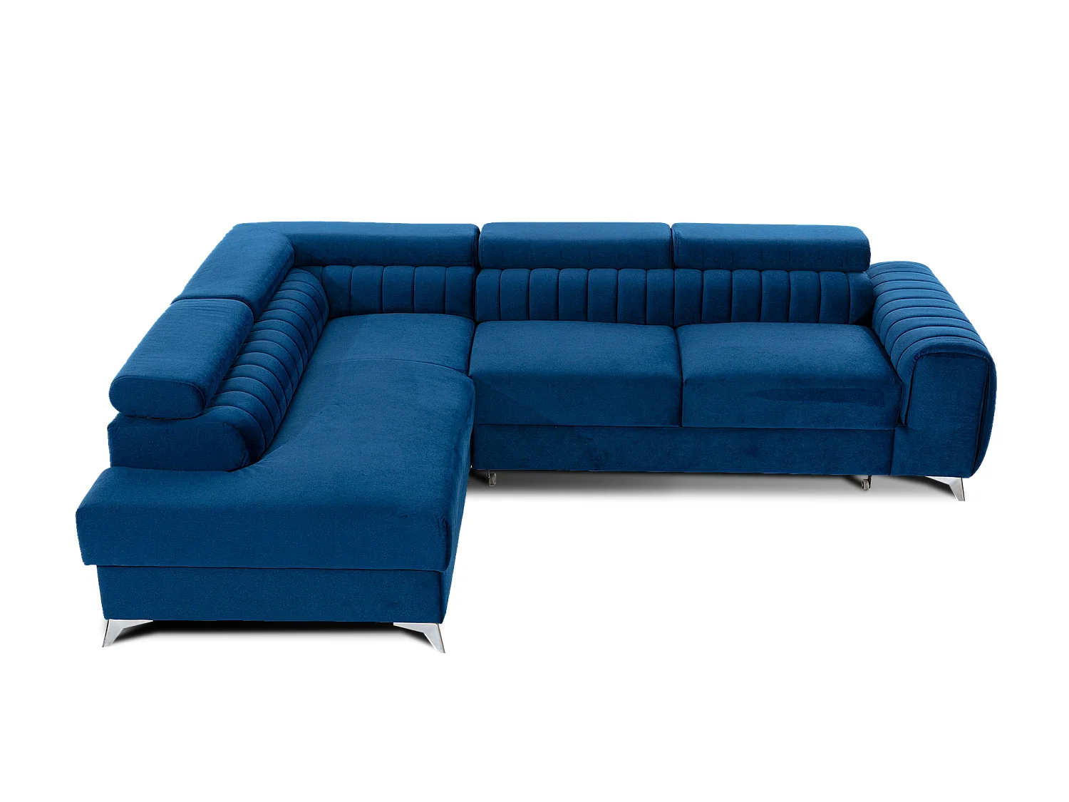 Canapé-Lit Moderne en Forme de L Bleu avec Appuie-Têtes Réglables et Rangement - 278 x 205 cm