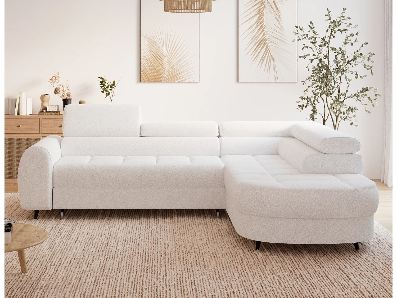 Ecksofa Vesteria mit Schlaffunktion und Bettkasten – Modernes Design, verstellbare Kopfstützen und hoher Sitzkomfort