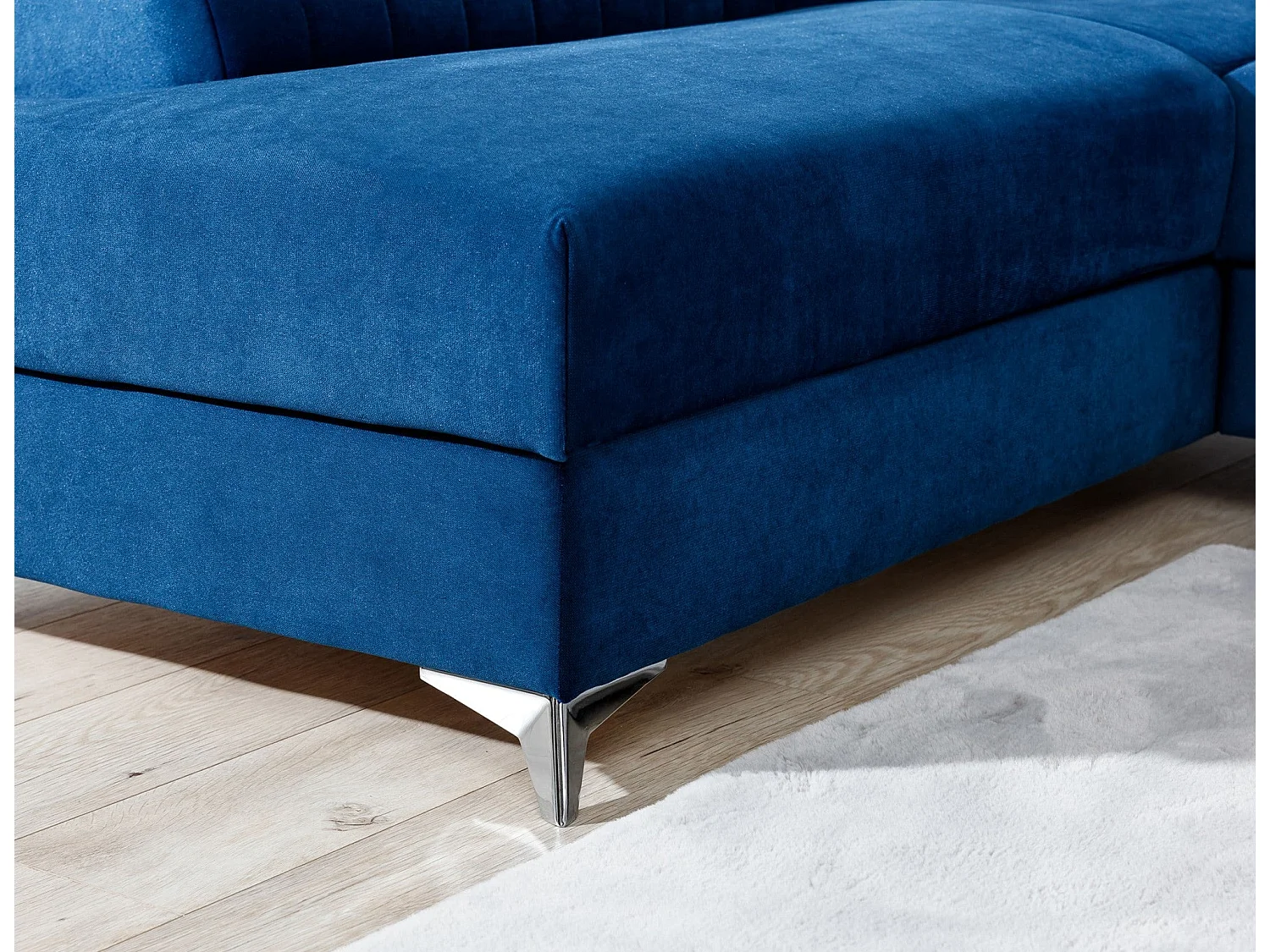 Canapé-Lit Moderne en Forme de L Bleu avec Appuie-Têtes Réglables & Rangement - Laurence 278 x 205 cm