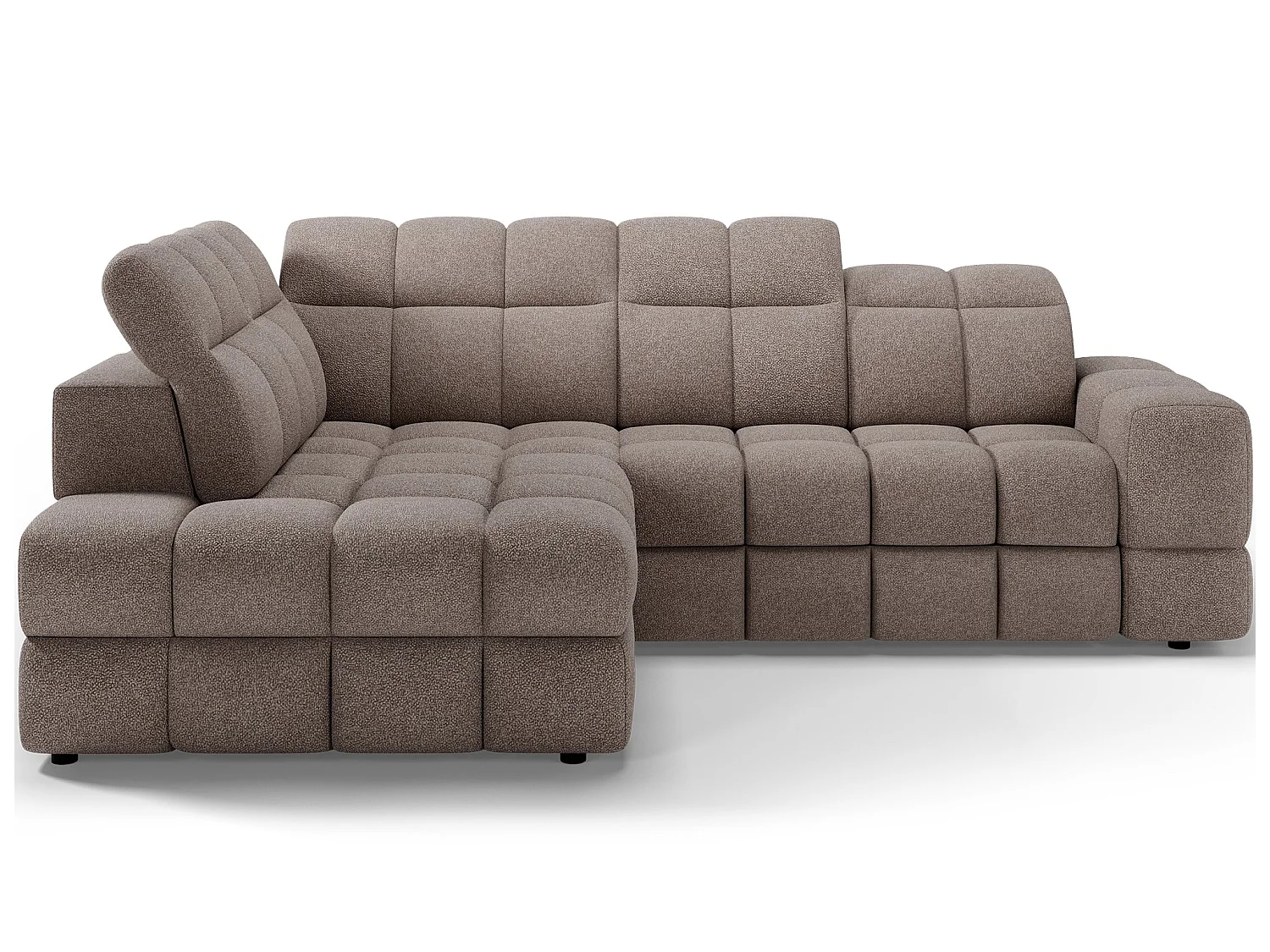 Ecksofa Bronon mit Schlaffunktion und Bettkasten – Modernes Design, verstellbare Kopfstützen und verschiebbare Rückenlehnen