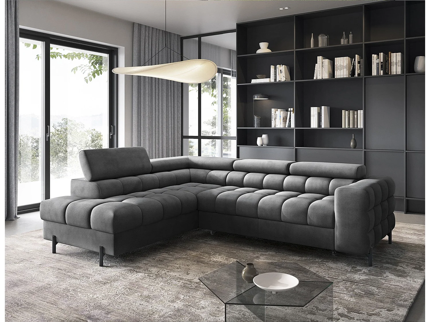 Wohnlandschaft FERUCCE Ecksofa L-Form – Polsterecke mit Schlaffunktion, Bettkasten & verstellbaren Kopfstützen 276 cm