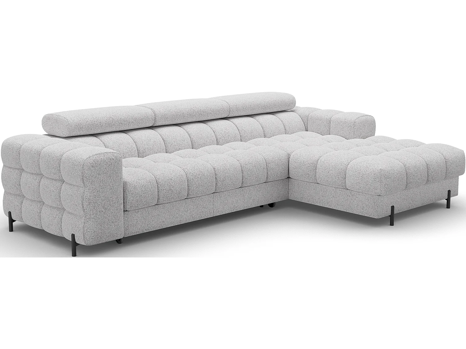 Moderne L-vormige Premium Slaapbank FELRO met Verstelbare Hoofdsteunen & Opbergruimte - Grijze Stof, Linker Chaise Longue