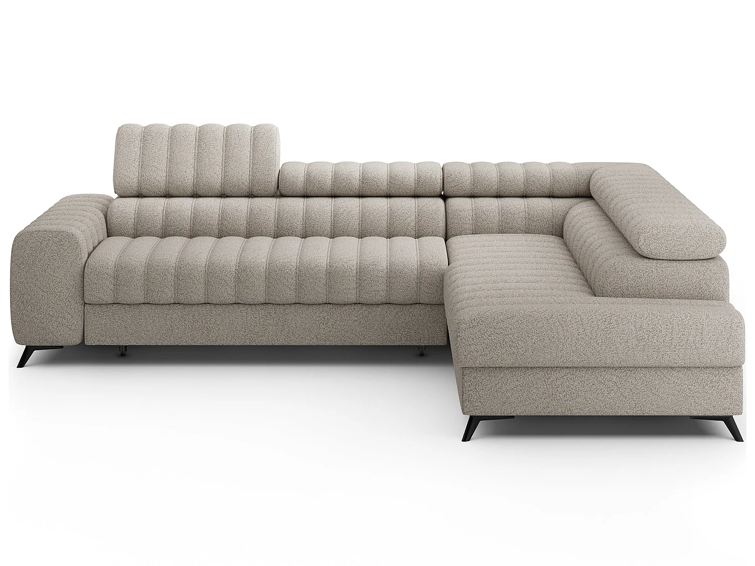 Kanedo Ecksofa mit Schlaffunktion und Bettkasten – Modernes Designsofa, verstellbare Kopfstützen, Metallfüße
