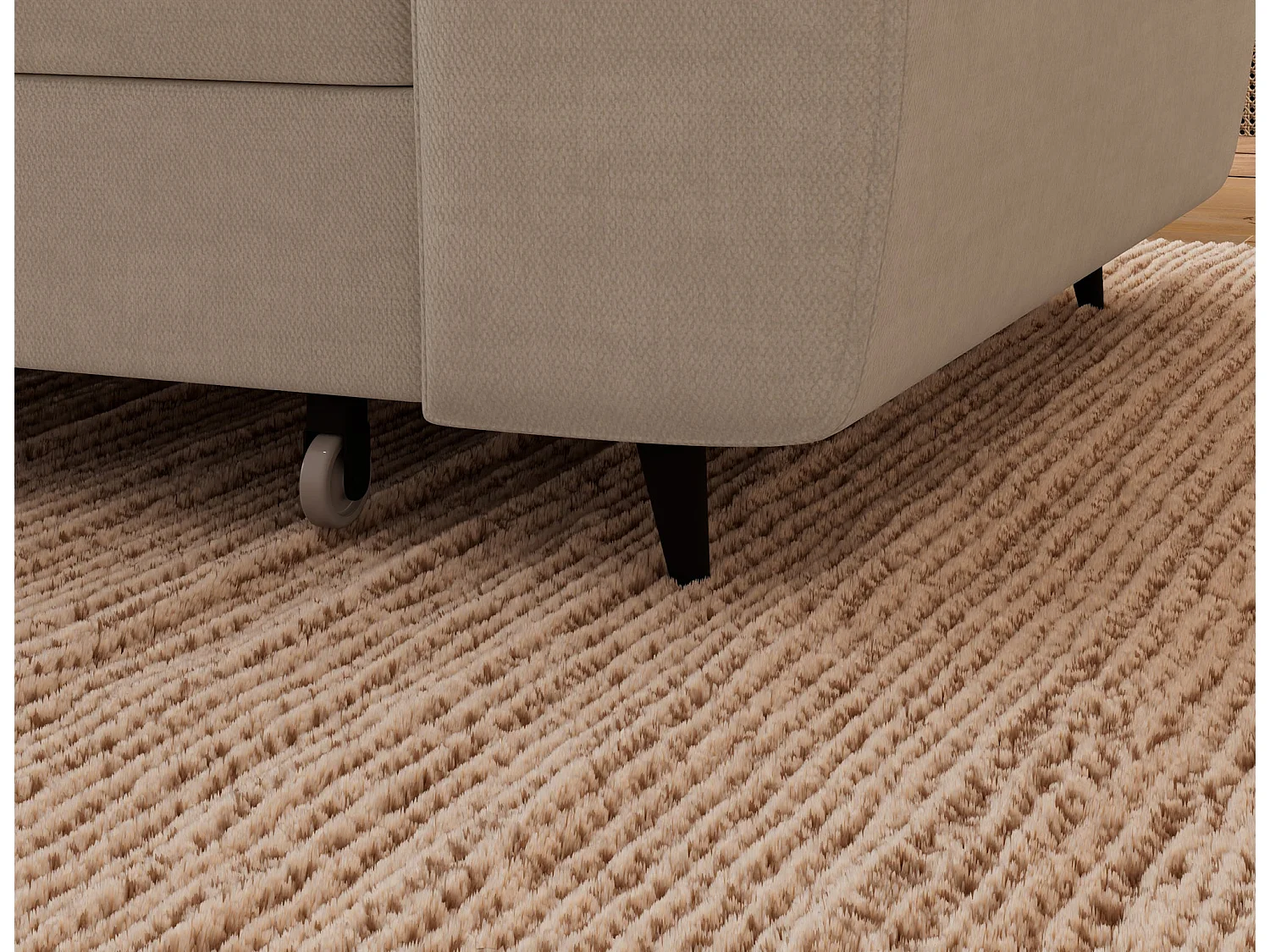 Moderne Beige Hoekbank Vesteria met Slaapfunctie, Opbergruimte en Verstelbare Hoofdsteunen