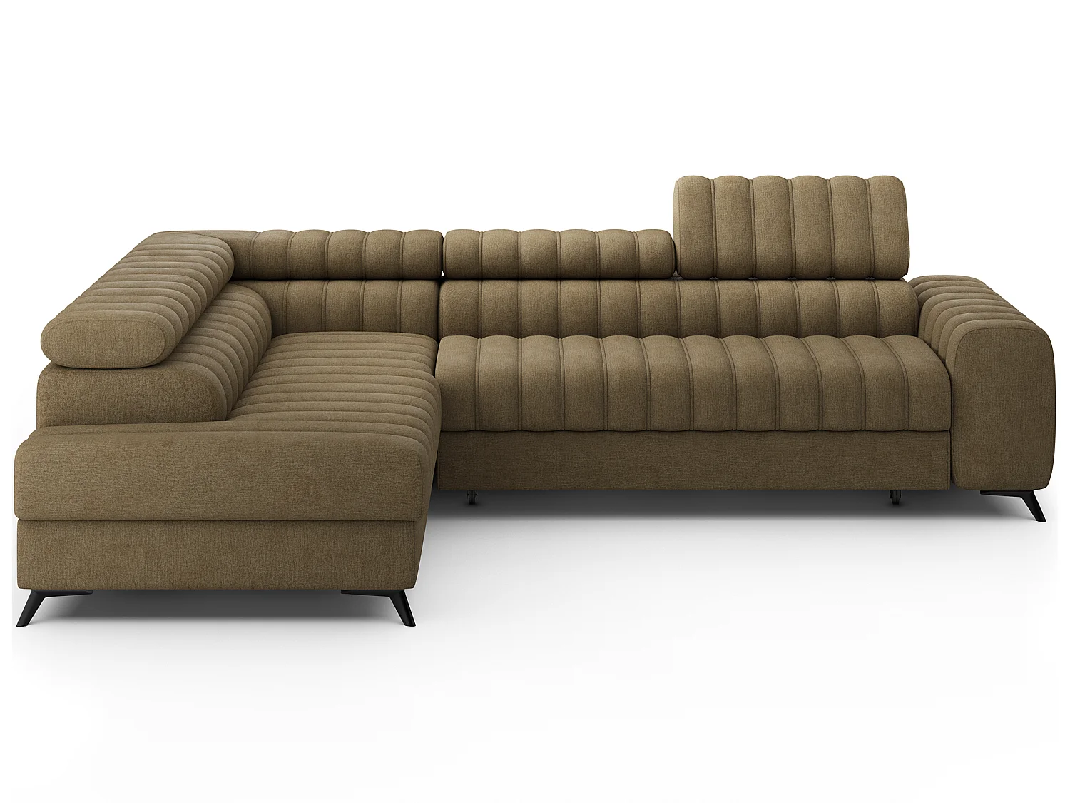 Kanedo Ecksofa mit Schlaffunktion und Bettkasten – Modernes Designsofa, verstellbare Kopfstützen, Metallfüße