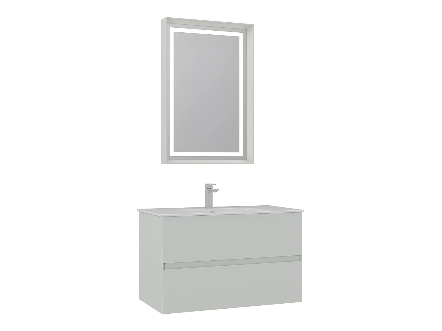 Waschtisch-Set mit Spiegel (2-teilig) "Nest 91 v2" – 91 x 51 x 55 cm – Matt-Cashmere