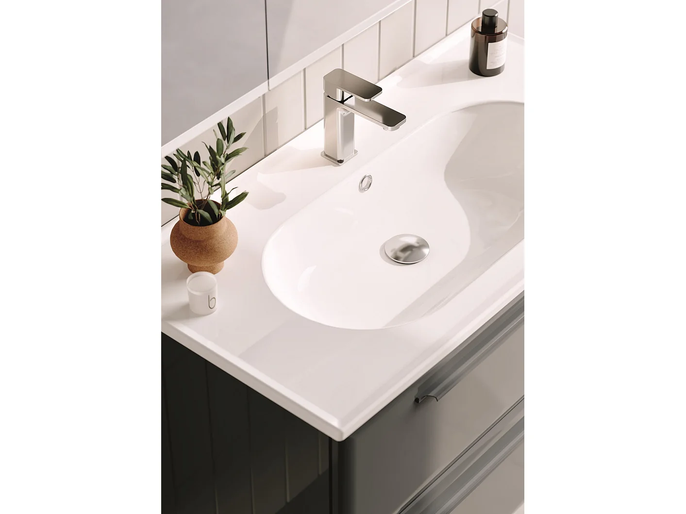 Wastafelmeubel "Nuvola 100 v2" - 100 x 50 x 62 cm - Antraciet