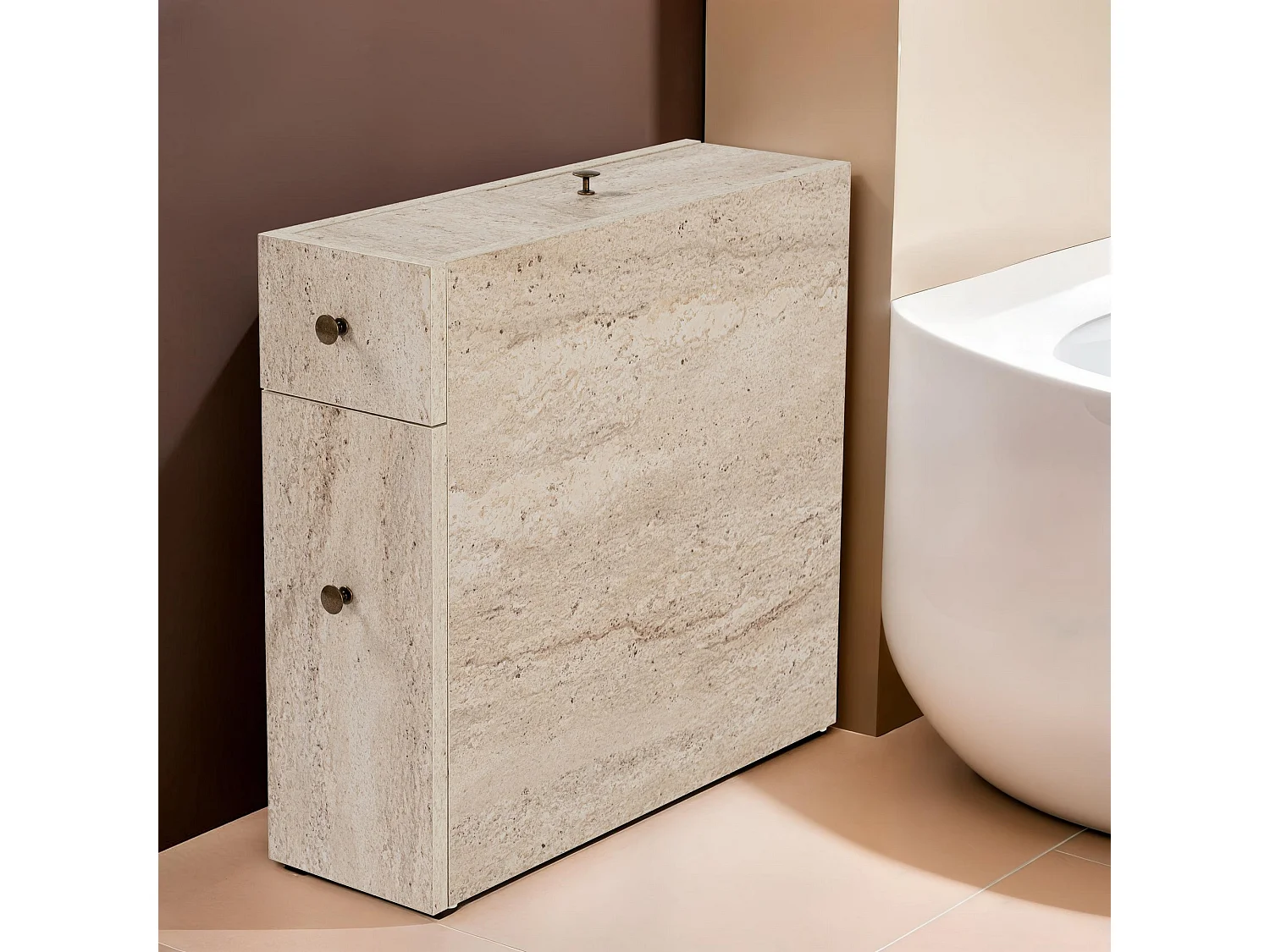 Meuble de Salle de Bain Moderne en Bois Beige "Calencia" - 20 x 60 x 55 cm - Design Élégant et Praticité