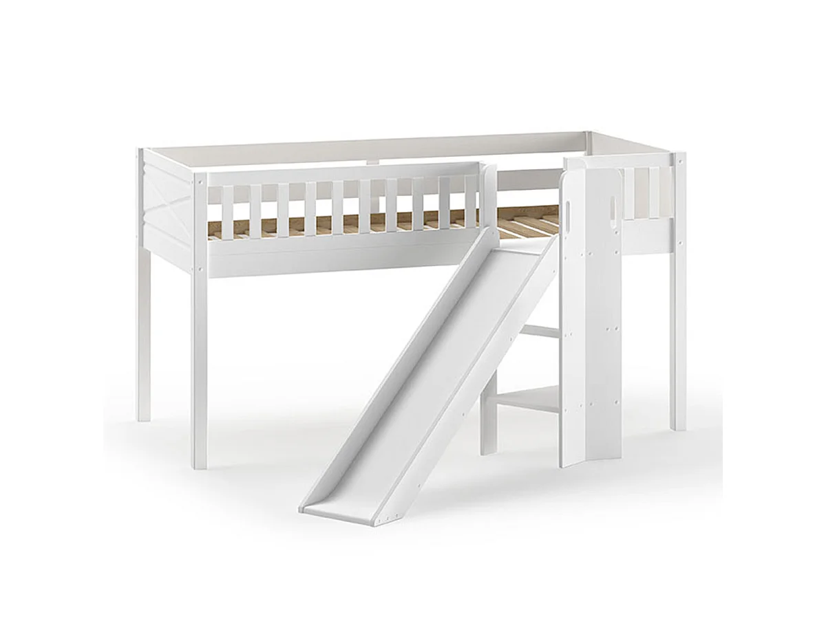Lit Enfant Toboggan & Tente "Scott Astro" 90x200cm Blanc