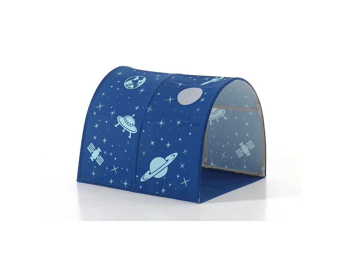 Lit Enfant Toboggan, Tente, Tunnel & 3 Pochettes "Scott Astro" 90x200cm Blanc
