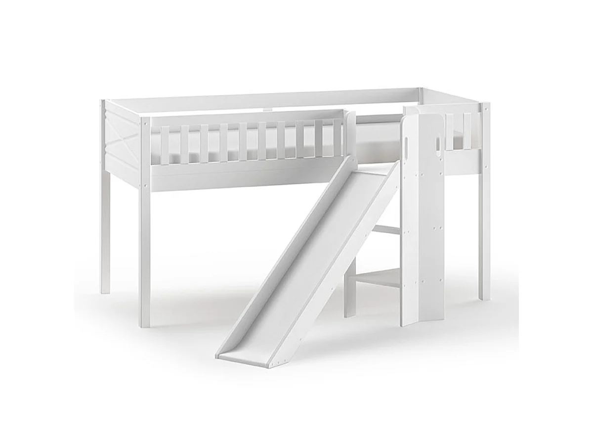 Lit Enfant Toboggan, Tente & 3 Pochettes "Scott Spring" 90x200cm Blanc