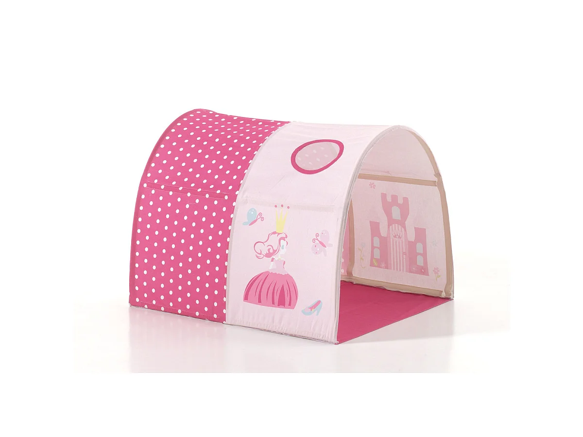 Lit Enfant Toboggan, Tente, Tunnel & 3 Pochettes "Scott Princesse" 90x200cm Blanc